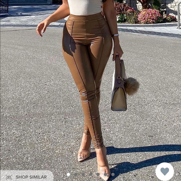 Fashion Nova Teyana Leather Like Leggings - size M - chocolate Color - Picture 5 of 7